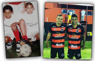 Jogadores postaram fotos da infncia e agora no profissional (foto: Divulgao)