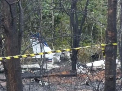 Avio do casal caiu logo aps decolar na manh desta quarta-feira (15). (Foto: Direto das Ruas)