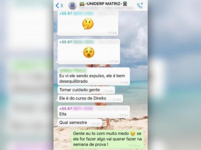 Conversa em grupo de WhatsApp formado por alunos da Uniderp (Foto: Reproduo)