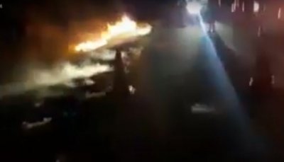Veiculo pegou fogo - foto reproduo vdeo