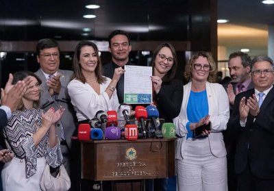 Senadora Soraya Thronicke durante ato de filiao ao Podemos (Foto: Divulgao)