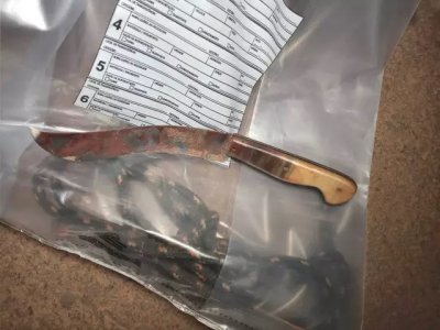 Faca utilizada no crime foi apreendida pela polcia (Foto: Sidney Assis)