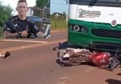 Jovem de 17 anos e moto embaixo de nibus. (Foto: T na Mdia Navira)
