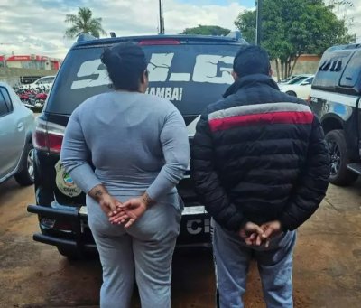 Casal alvo de mandado de priso em Amambai durante a operao (Foto: Divulgao | PCMS)
