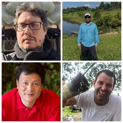 Luiz (casaco preto), Rubens (camisa azul), Kongjian (camisa vermelha) e Marcelo (camiseta branca) (Foto: Reproduo)