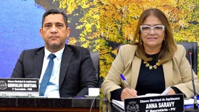 Vereadores Genivaldo Montana e Ana Saravy que deixaram a fun��o de secret�rios da mesa diretora da c�mara municipal de Aquidauana (Foto: Divulga��o / C�mara Municipal)